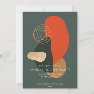 Red Green Modern Abstract Business Holiday Party Invitation