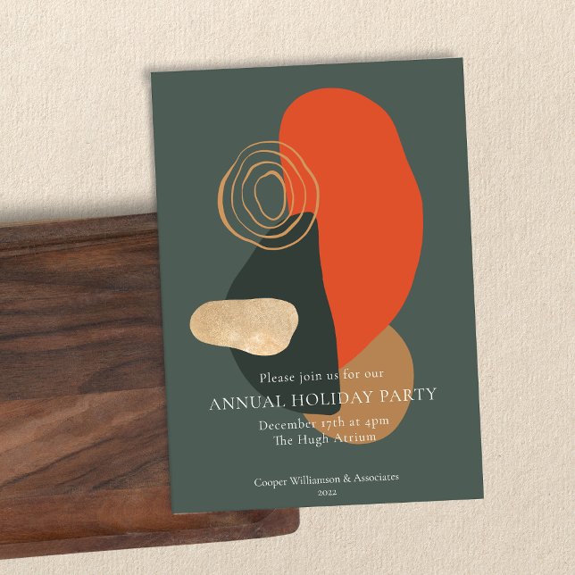 Red Green Modern Abstract Business Holiday Party Invitation (Creator Uploaded)