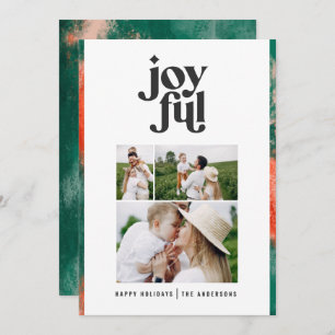 Red + green modern abstract joyful 3 photo holiday