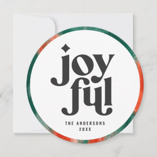 Red + green modern abstract joyful photo holiday card