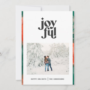 Red + green modern abstract joyful photo holiday card
