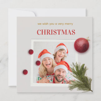Red Green Modern Merry Christmas Family Greeting I Holiday Card