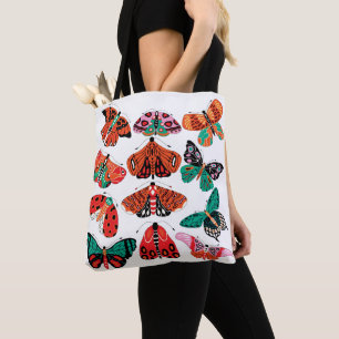 Red Green Moth and Butterfly  Tote Bag