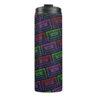 Red Green Neon Retro Cassette Tape Pattern