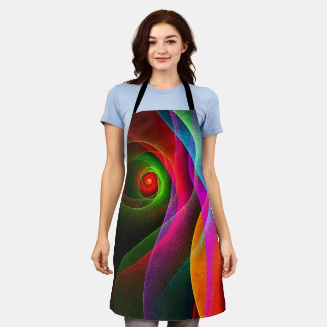 Red Green Orange Modern Abstract Art Pattern #22 Apron (Worn)