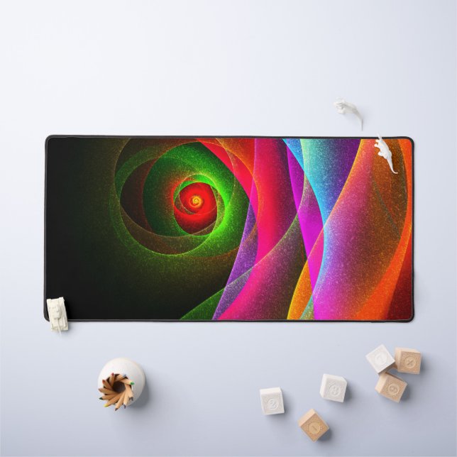Red Green Orange Modern Abstract Art Pattern #22 Desk Mat (Kids Table)