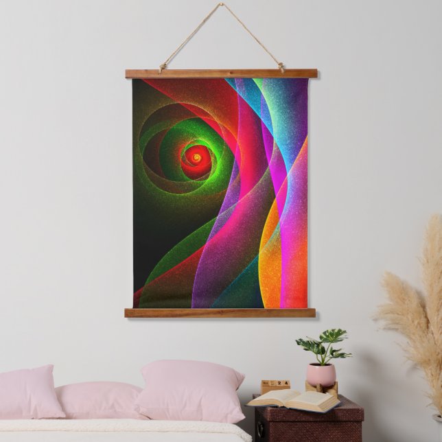 Red Green Orange Modern Abstract Art Pattern #22 Hanging Tapestry (Bedroom)