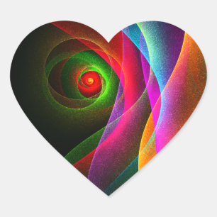 Red Green Orange Modern Abstract Art Pattern #22 Heart Sticker