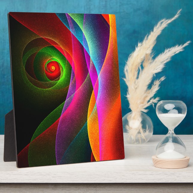 Red Green Orange Modern Abstract Art Pattern #22 Plaque (Side)