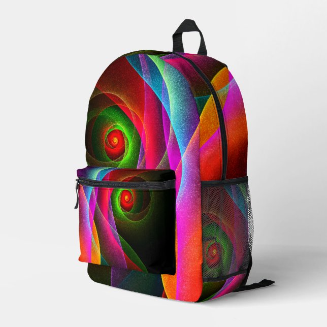 Red Green Orange Modern Abstract Art Pattern #22 Printed Backpack (Back Corner Right)