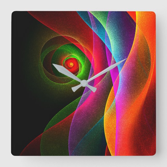 Red Green Orange Modern Abstract Art Pattern #22 Square Wall Clock (Front)