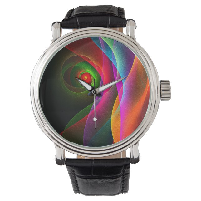 Red Green Orange Modern Abstract Art Pattern #22 Watch (Front)