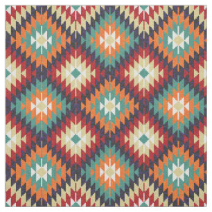 Red Green Orange Yellow Black White Oriental Kilim Fabric