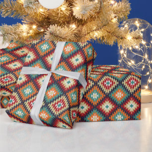 Red Green Orange Yellow Black White Oriental Kilim Wrapping Paper