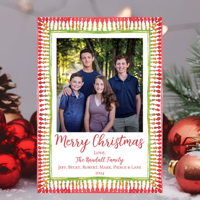 Red & Green Painted Frame Christmas Card, Holiday  Card (Creator Uploaded)