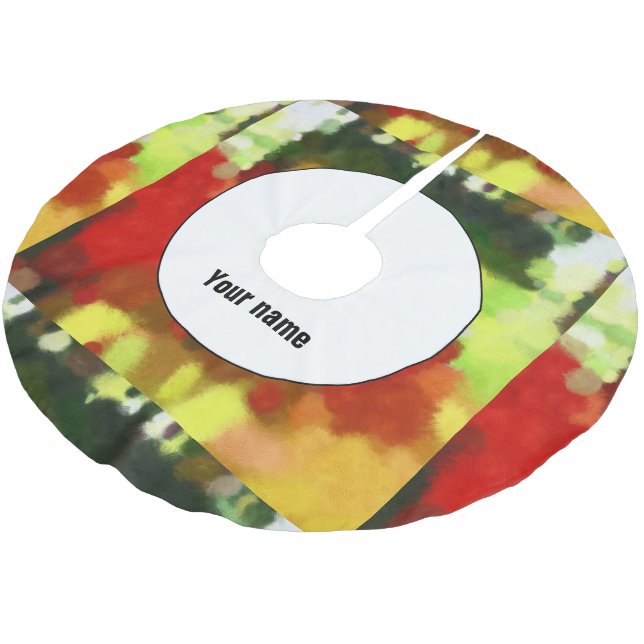 Red green painting brushed polyester tree skirt (Angled)