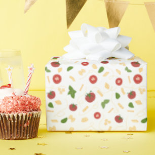 Red Green Pasta Tomato Basil Wrapping Paper