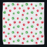Red Green Paw Prints Pattern on White Holiday Bandana<br><div class="desc">Show how much you love animals with this cute red and green paw print patterned bandanna. Bet your pet will look adorable wearing it!</div>