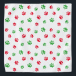 Red Green Paw Prints Pattern on White Holiday Bandana<br><div class="desc">Show how much you love animals with this cute red and green paw print patterned bandanna. Bet your pet will look adorable wearing it!</div>