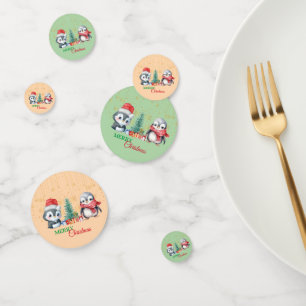 Red Green Penguin Santa Merry Christmas Party Confetti