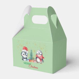 Red Green Penguin Santa Merry Christmas Party Favour Box