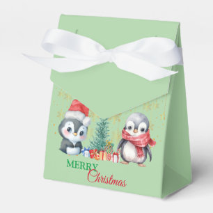 Red Green Penguin Santa Merry Christmas Party Favour Box