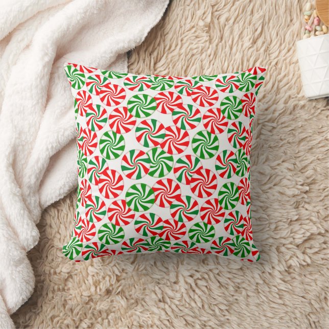 Red Green Peppermint Candy Swirl Cushion (Blanket)