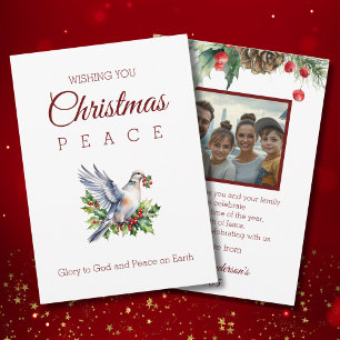 Red Green Photo Peace Dove Christian Christmas Holiday Card