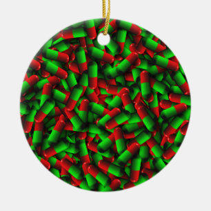 red green pills drugs ceramic tree decoration