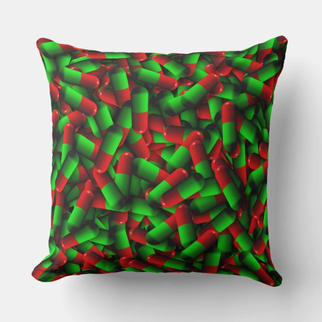 red green pills drugs cushion (Front)
