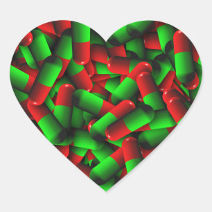 red green pills drugs heart sticker