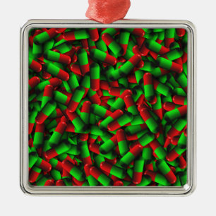 red green pills drugs metal ornament