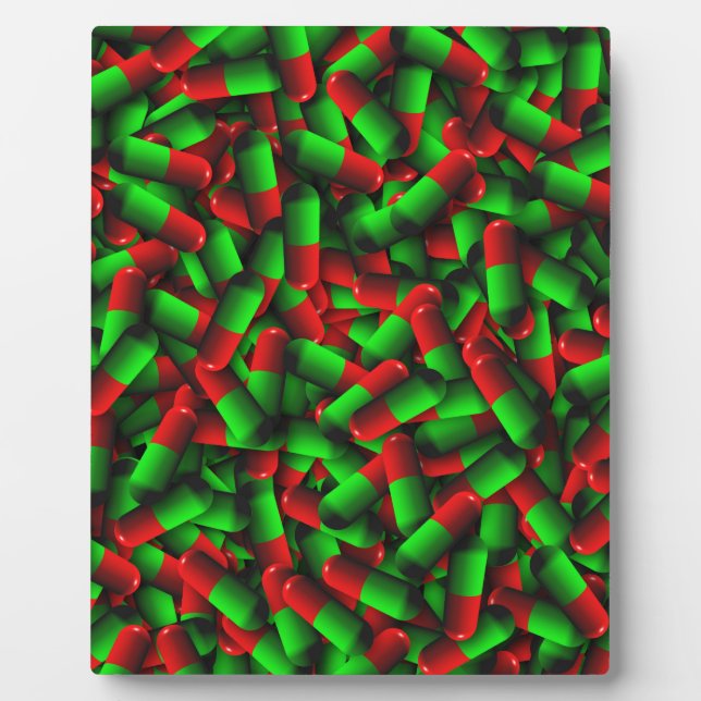 red green pills drugs plaque (Front)