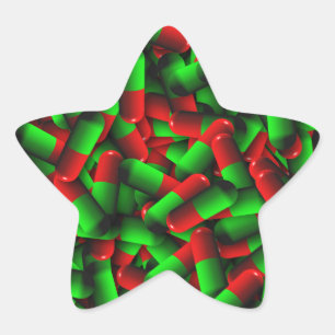 red green pills drugs star sticker