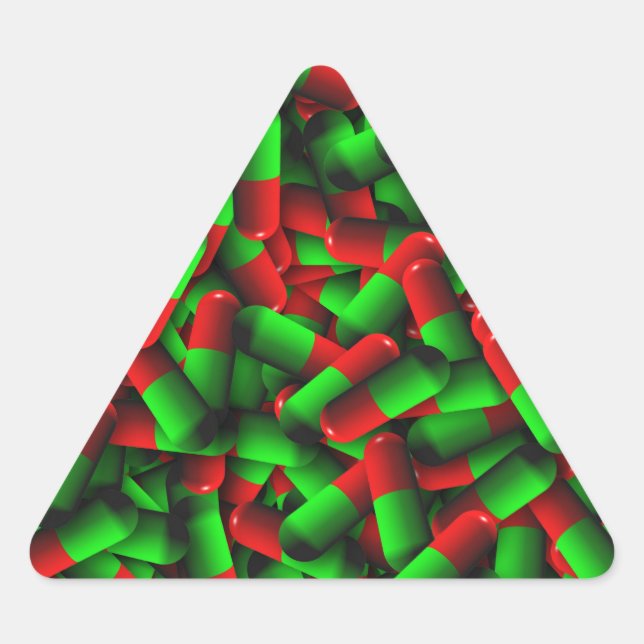 red green pills drugs triangle sticker (Front)