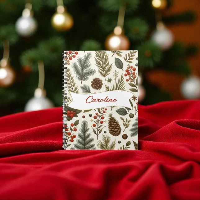 Red Green Pine and Berry Holiday Notebook (Creator Uploaded)