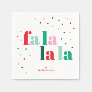 Red Green Pink Fa La La La Christmas Paper Napkin
