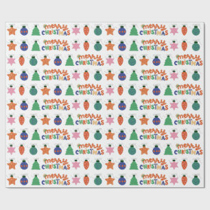 Red Green Pink Handdrawn Style Christmas Wrapping Paper
