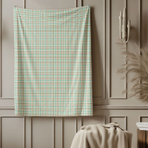 Red Green Plaid Blanket in Gentle Pastel Tones