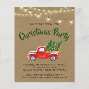 Red Green Plaid Budget Christmas Party Invitation  Flyer