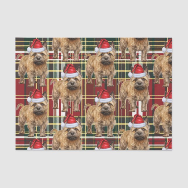 Red Green Plaid Cairn Terrier Christmas Holiday Tissue Paper (Front)