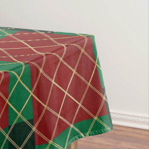 Red Green Plaid Christmas  Tablecloth