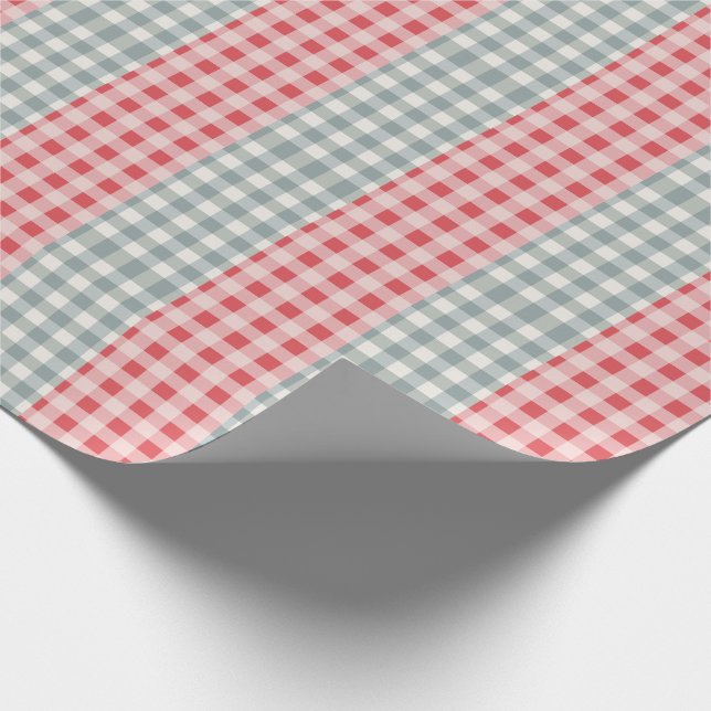 Red & Green Plaid Gingham Country Farmhouse Simple Wrapping Paper (Corner)