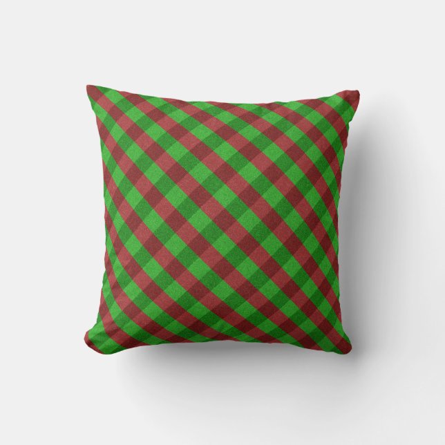 Red & Green Plaid Glitter Cushion (Front)