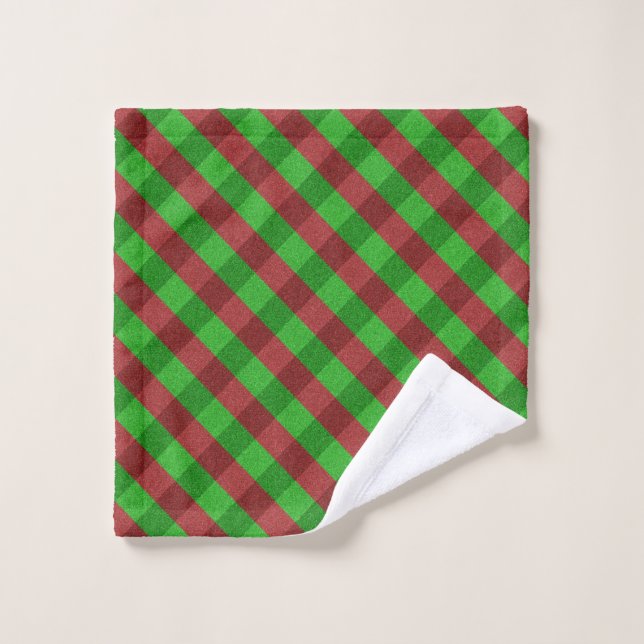 Red & Green Plaid Glitter Wash Cloth (Wash Cloth)