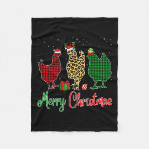 Red Green Plaid Leopard Chickens Santa Elf Hat Chr Fleece Blanket