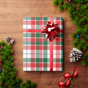 Red Green Plaid Pattern Christmas Holiday Xmas Wrapping Paper