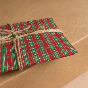 Red Green Plaid Pattern Christmas Tissue Paper
