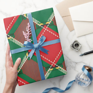 Red Green Plaid Pattern Wrapping Paper