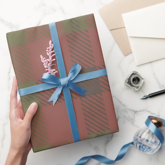 Red Green Plaid Pattern Wrapping Paper (Gifting)